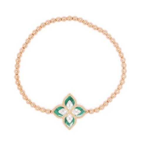 18kt rose gold Princess Flower malachite diamond bracelet
